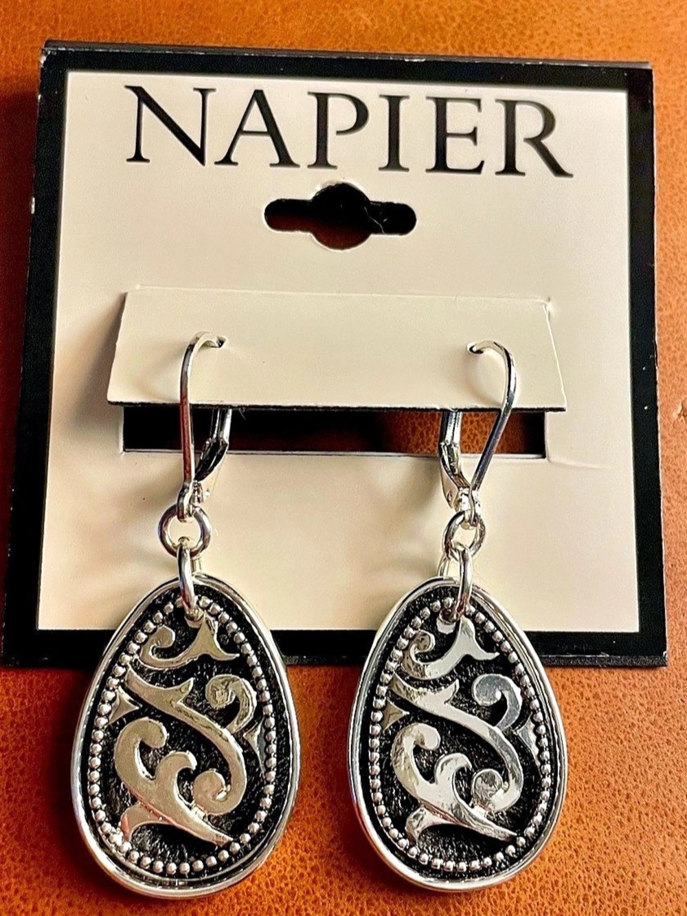 Napier Q36 Silver-Tone Dangle Earrings NWT